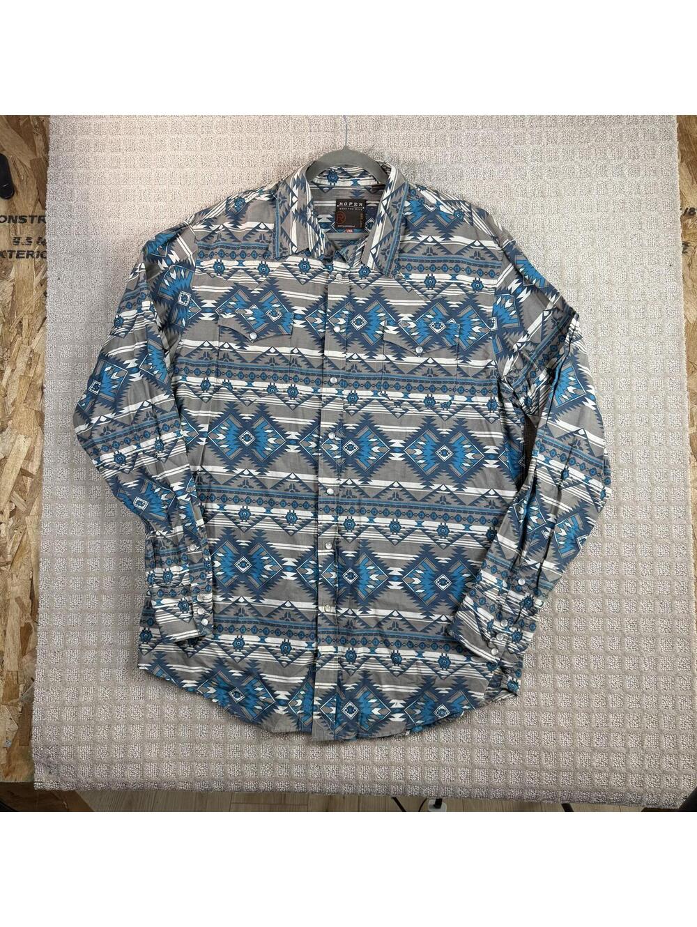 vintage roper aztec pearl snap western shirt 2XL